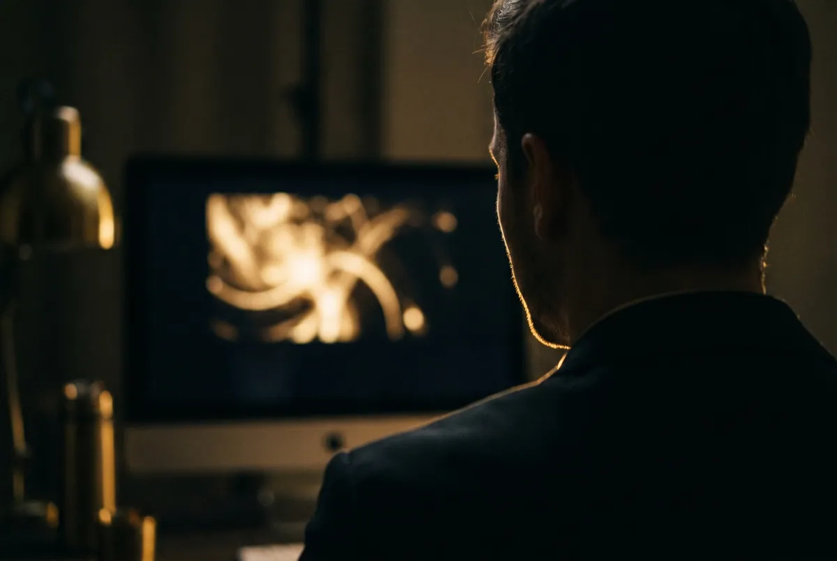 A focused analyst studying complex systems by the light of a single screen